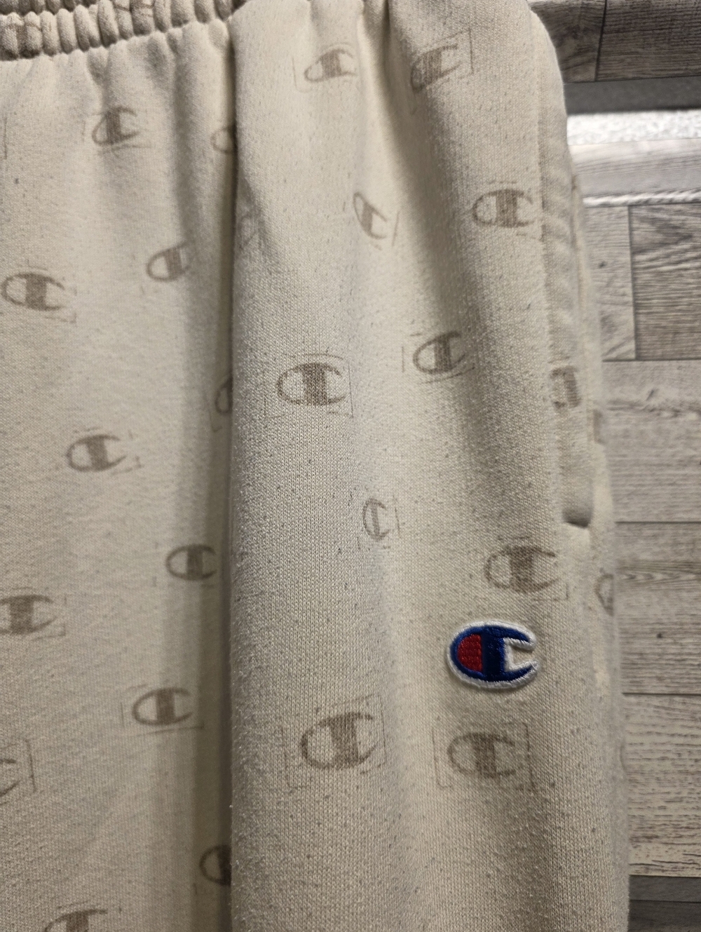 Champion Cream Allover Logo Jogger Sweatpants - Picture 3 of 4